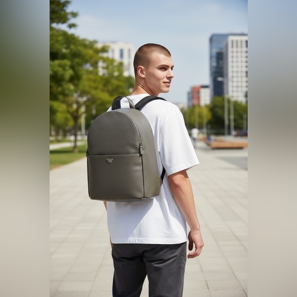 NWT $1233 Emporio Armani 100%Pelle Bovina- Leather Backpack MADE IN ITALY